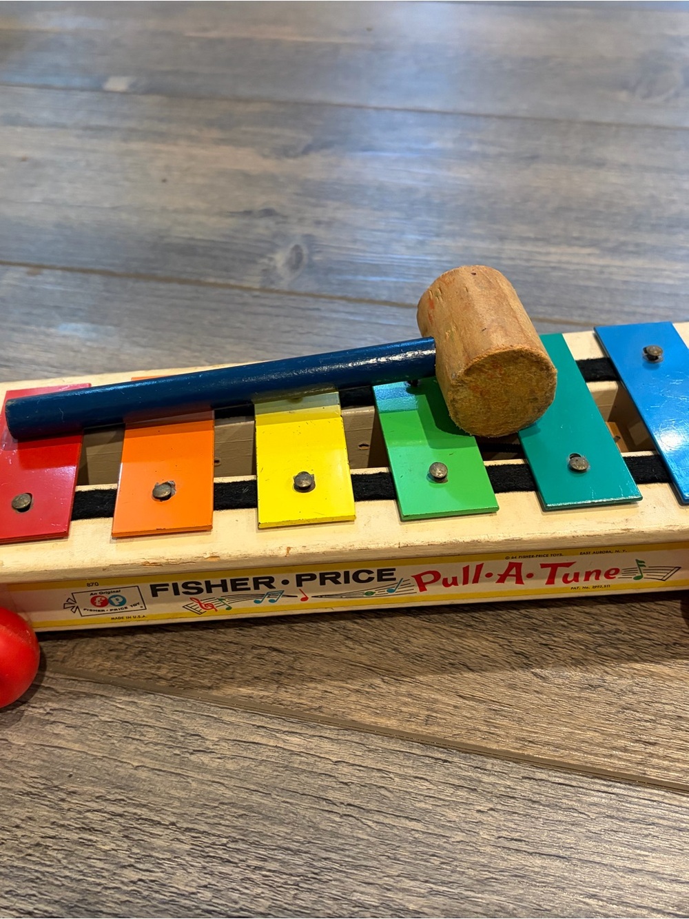 Vintage 1960s Fisher Price Pull-A-Tune Colorful Xylophone Toy - Multicolor